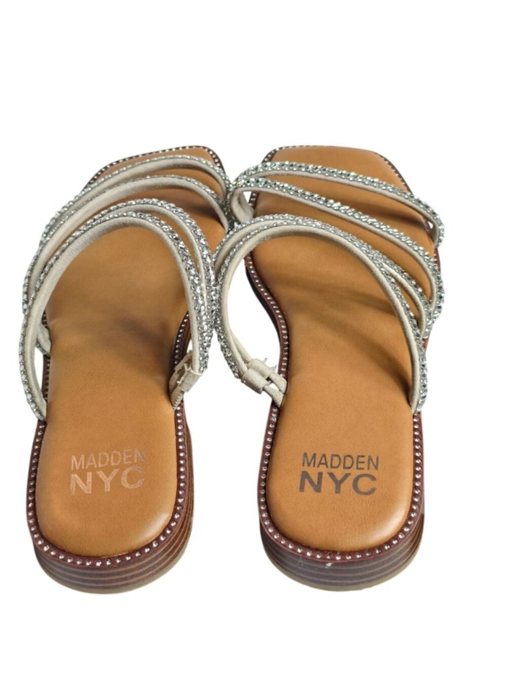 Madden NYC Womens 10 Rhinestone Sandals Zig Zig Bling Slip-On Prom Homecoming - Picture 2 of 7